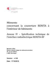 Mémento Annexe IV - Spécifications RENITA-RF v1.00