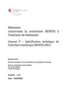 Mémento Annexe V - Spécifications RENITA-DIG2